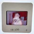 Mature Stud Man in White Tank with Face Full of Shaving Cream: 1980's 35mm Slide — photo 2