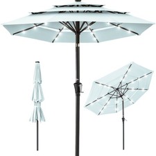 Best Choice Products Solar Umbrella LED Lights Tilt Adjustment 10ft, 3-Tier