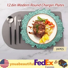 24pcs Reef Charger Plate Dinnerware Tableware Dinner Plate Round Plate 24*12.6In