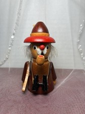 Vintage German Wooden Smoker, Bird Hunter Figurine 3.5” Tall
