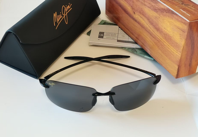 #ad Maui Jim BREAKWALL Polarized Sport Sunglasses 422 02 Black Neutral Grey $105.00