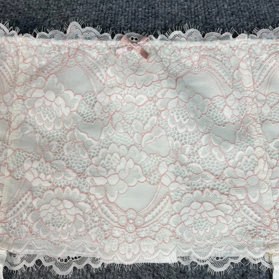 Cacique Women’s Lace Garter Belt 18/20 White Pink Floral Lingerie Hook & Eye - Image 2 of 4