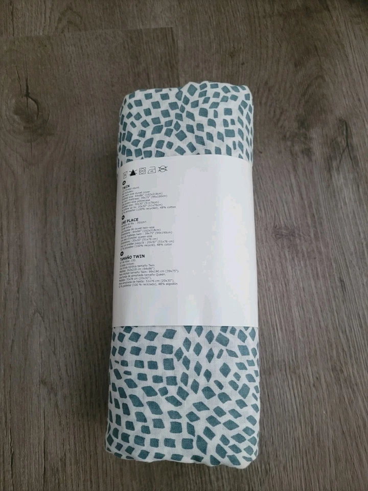 Juego de funda y funda de almohada geométrica de diamante azul/blanco Ikea Twin Tradkrassula Foto 2 de 3