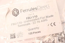 (100-Pk) Ferrules Direct Uninsulated Flat Blade Terminals 22-16 AWG FBU-110