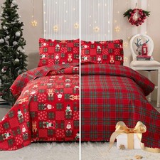 Chesity Christmas Bedding Set Queen Size Quilts Reversible Xmas Bedspread