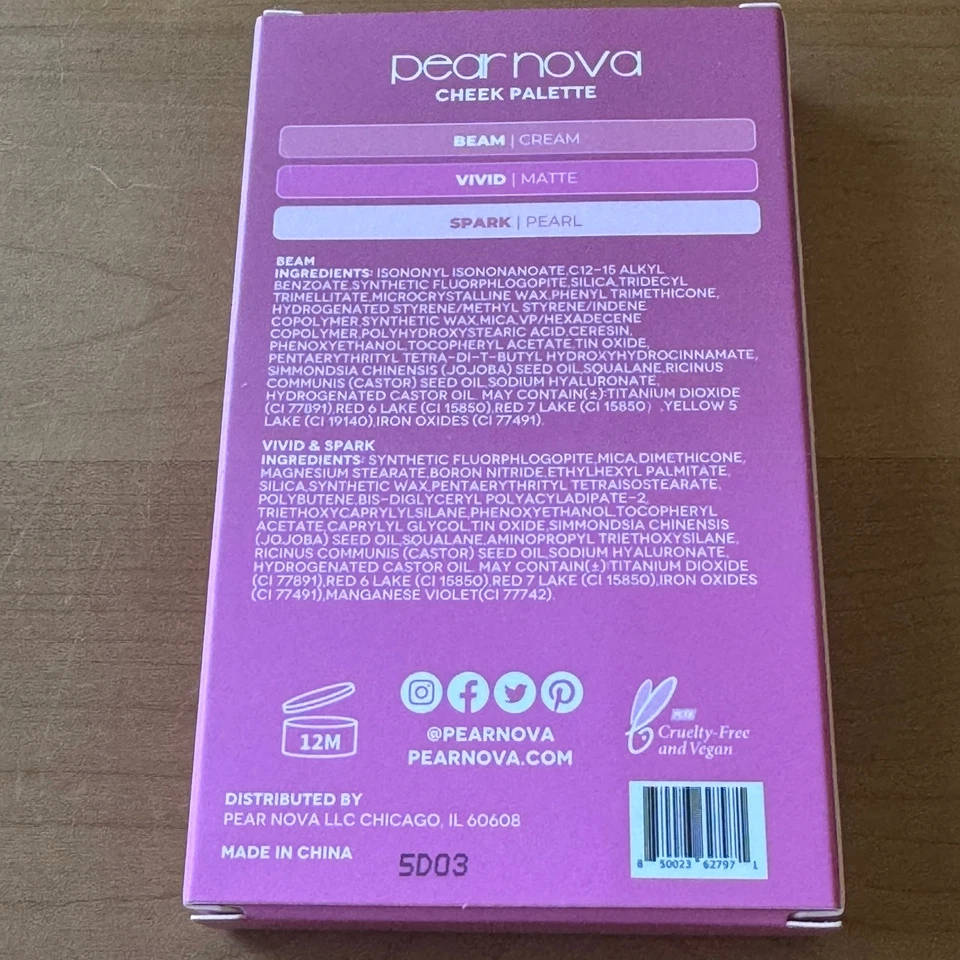 Pear Nova Cheek Palette in PINK cream, powder, pearl VEGAN 3 x 4G SHIPS FREE - Image 3 of 4