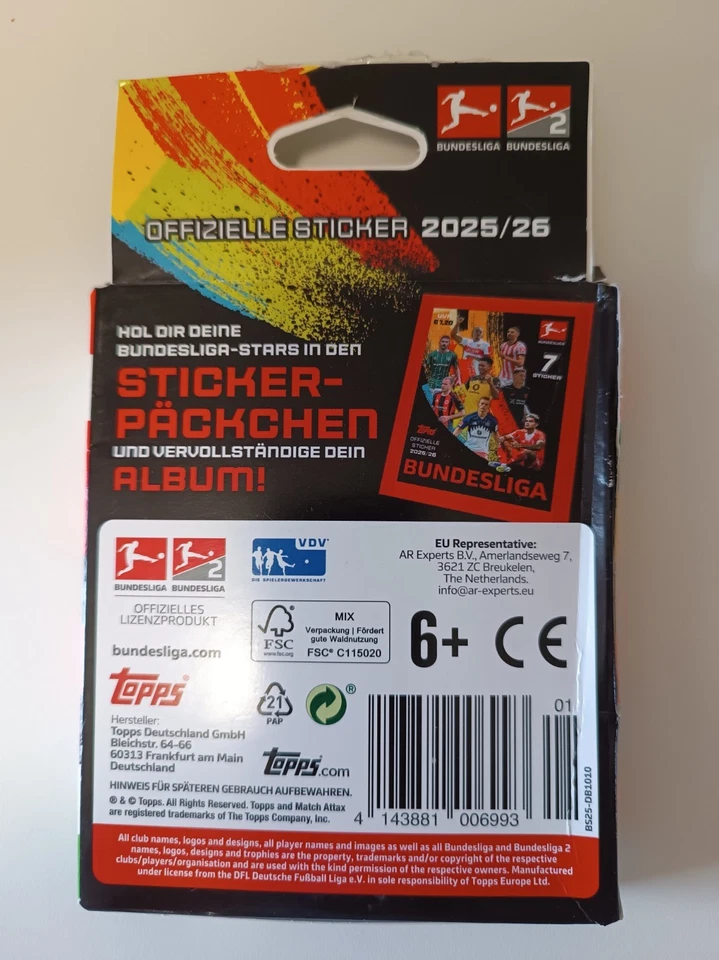 Topps Bundesliga Sticker 25/26 100 Tüten + 10 Eco Packs + Album - Bild 4 von 4
