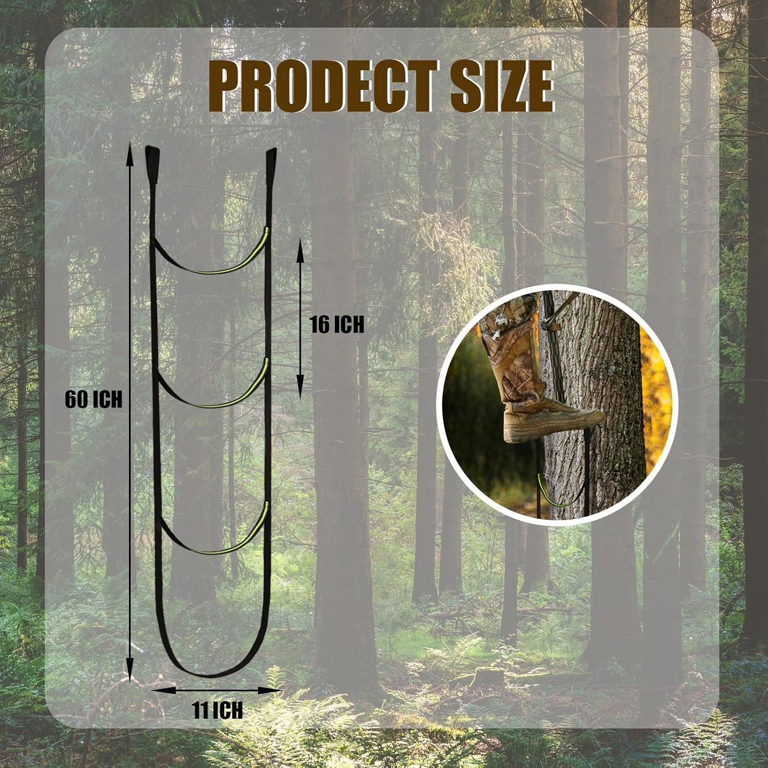 Highwild 3 Step Climbing Stick Aider for Hunting - Heavy Duty 600Lbs black 