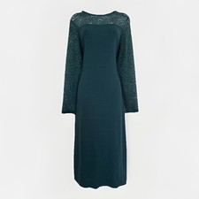 NEXT WOMEN DRESS MIDI LONG GREEN MOSS LACE UK 14 Petite Evening Party Chic