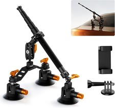 Triple Suction Cup Car Mount for Camera, Heavy Duty 3-In-1 Kit with 15  Curved S