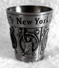 New York Shot Glass Sculpted Pewter City Highlights Shooter 2-1/4" Jigger