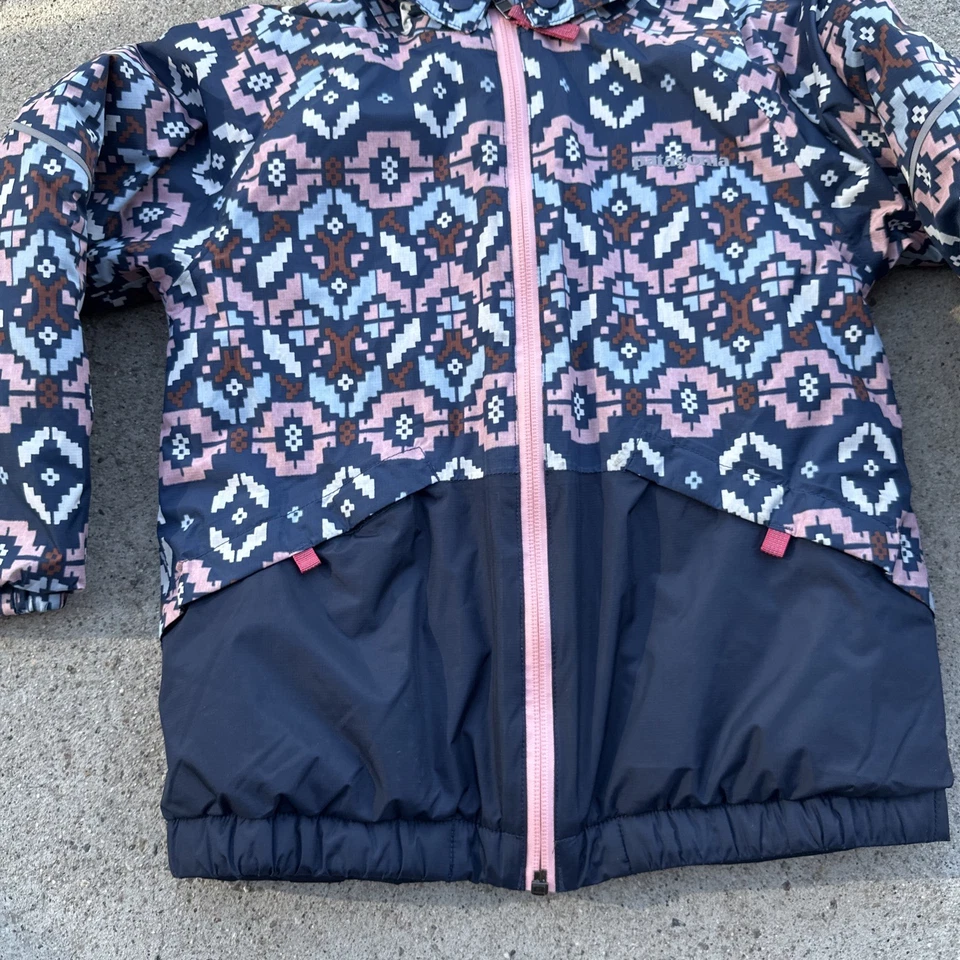 Patagonia Kids Snow Pile H2 no Jacket Size 5T Pink Blue Geometric Pattern - Image 3 of 4