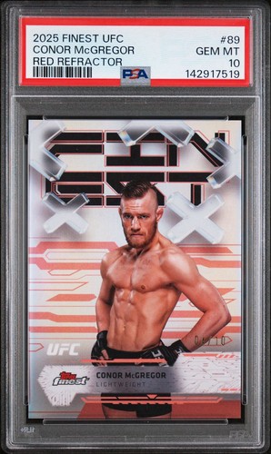 2025 Topps Finest UFC CONOR MCGREGOR Red Refractor /10 PSA 10 Gem #89