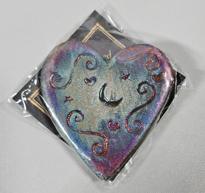 Signed Jeremy Diller Raku Mystic Blessed Heart Magnet  3'' X 3''  NEW  OOAK