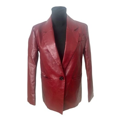   Princess Polly Blazer XS   Kunstleder Bordeaux, Trendy