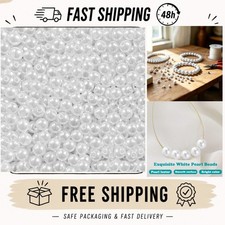 1200 White Faux Pearl Beads 6mm Round Jewelry Making Craft Beads