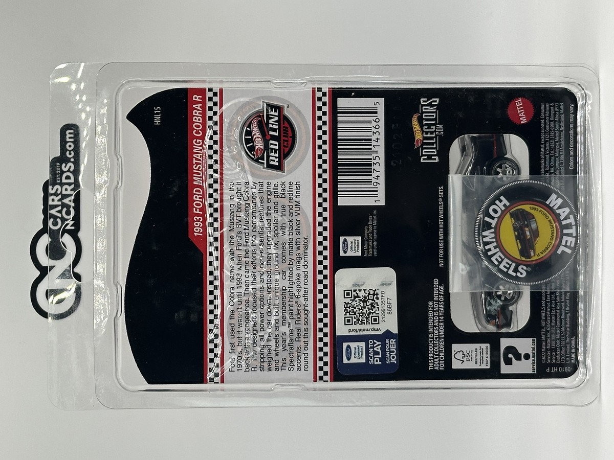 Hot Wheels Ford Mustang Cobra R 1993 1/64 - Édition Limitée RLC 2023 - Boîte Noire - Neuf