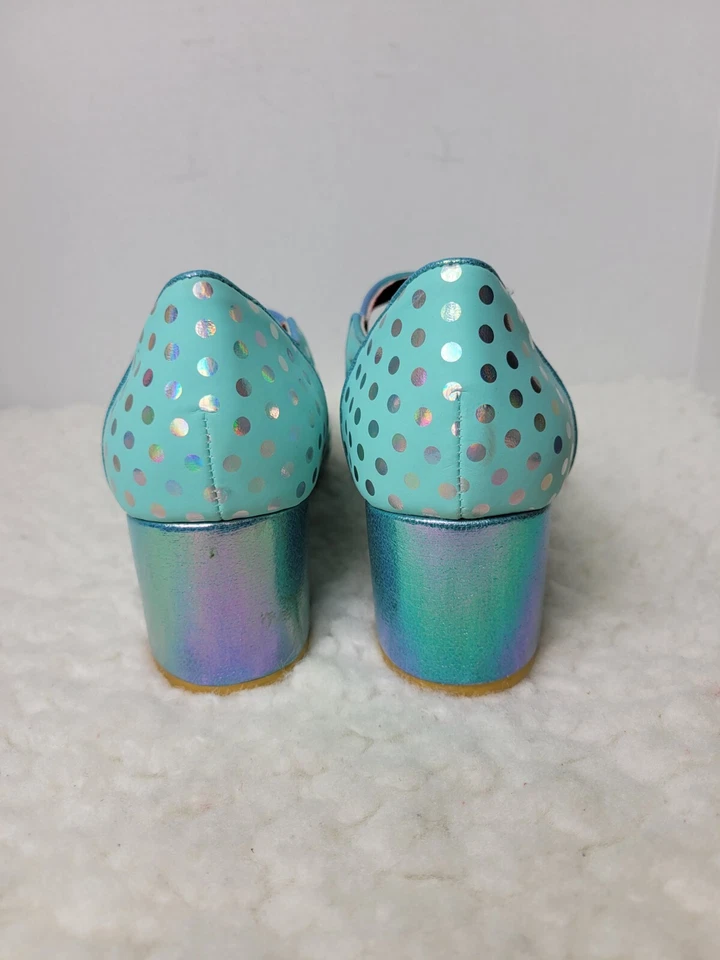 Irregular Choice Mujer Mary Jane Talla 10.5 Lunares Azul Metálico Foto 4 de 4