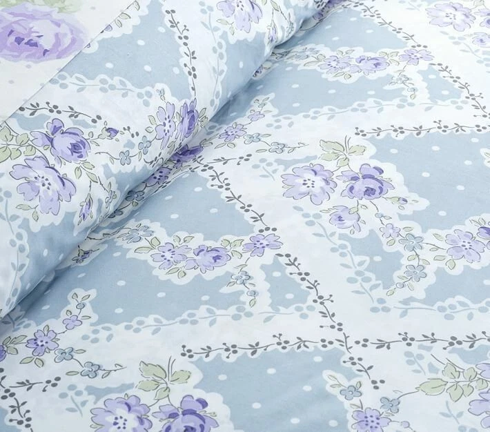 Pottery Barn Kids NEW Sadie Trellis Twin Duvet & Sham 100% Cotton Blue Lavender - Image 3 of 4
