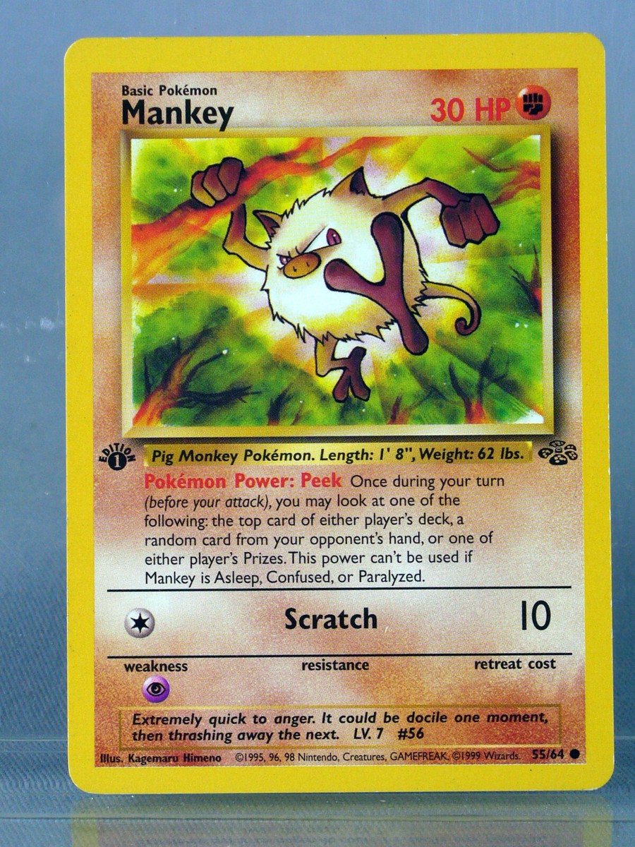 MANKEY 55/64 POKEMON CARD 1999 1ST EDITION JUNGLE SET UNPLAYED