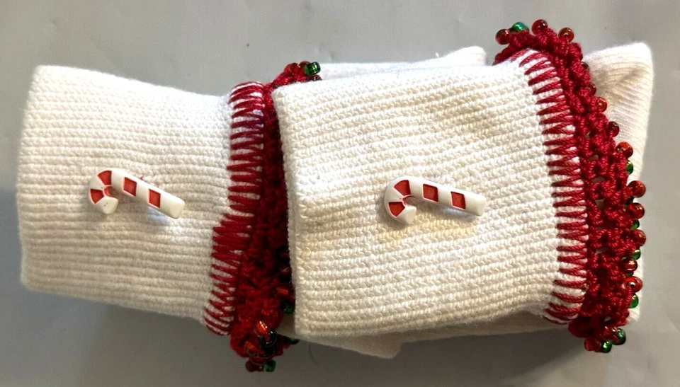 Calcetines Bobby Blancos Niñas con Acentos Navideños Cosidos Talla Med NUEVO Foto 3 de 4