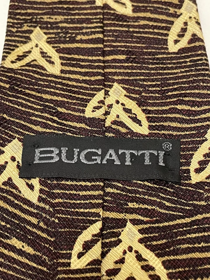 布加迪棕色/金色意大利丝绸领带美国制造优雅 — 第 2/3 张图片