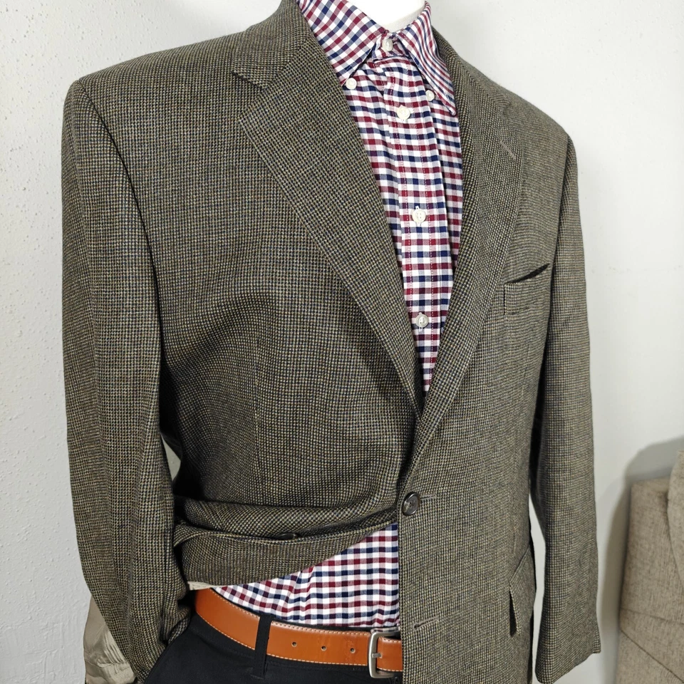 Blazer Lauren Ralph Lauren Masculino Casaco Esportivo de Tweed Dois Botões Marrom Lã de Cordeiro 44R - Imagem 3 de 4