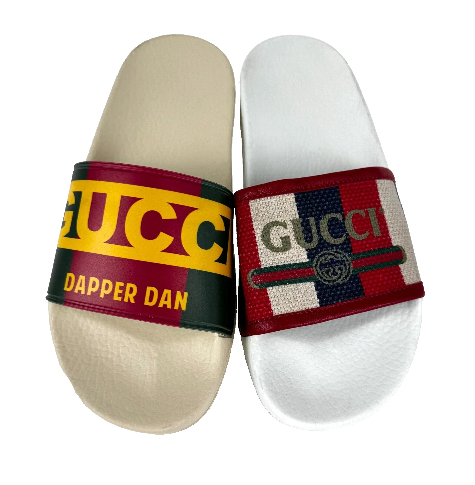 Gucci Auth Wmn Mis Match Style Coul US 38 EU Caoutchouc Toile Impression Slides Chaussures