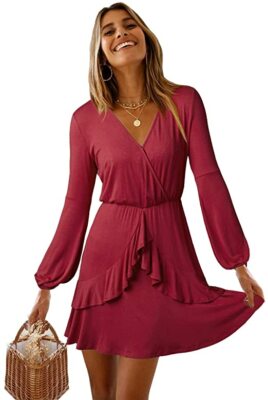 Women's Casual Dresses V Neck Unique Cross Wrap Casual A Line Mini Party  Dresses | eBay