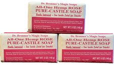 Dr Bronner's Magic Soap All-One HEMP ROSE Pure Castile Bar Soap 5oz 3 Pack