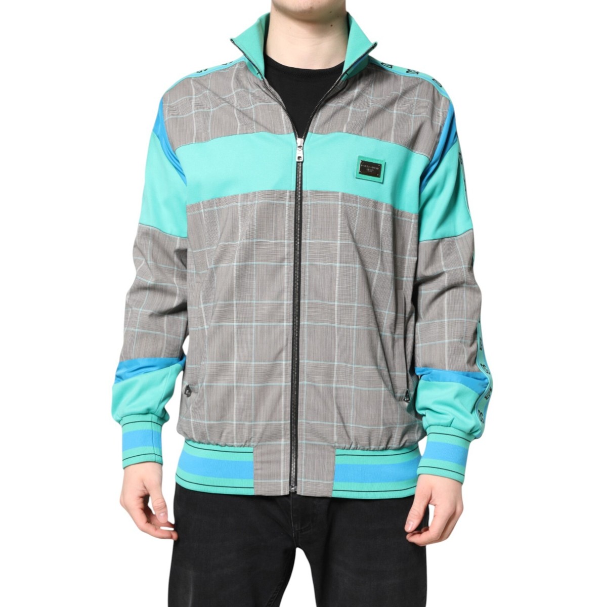 DOLCE & GABBANA Jacket Multicolor Plaid Full Zip Windbreaker IT50