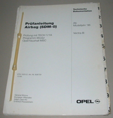Werkstatthandbuch Prüfanleitung Airbag (SDM-0) Opel Vectra B ab Modelljahr 1996