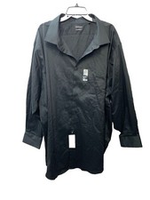 Van Heusen Black Button Up Stain Shield Big Fit Stretch Shirt Mens Size 22 34/35