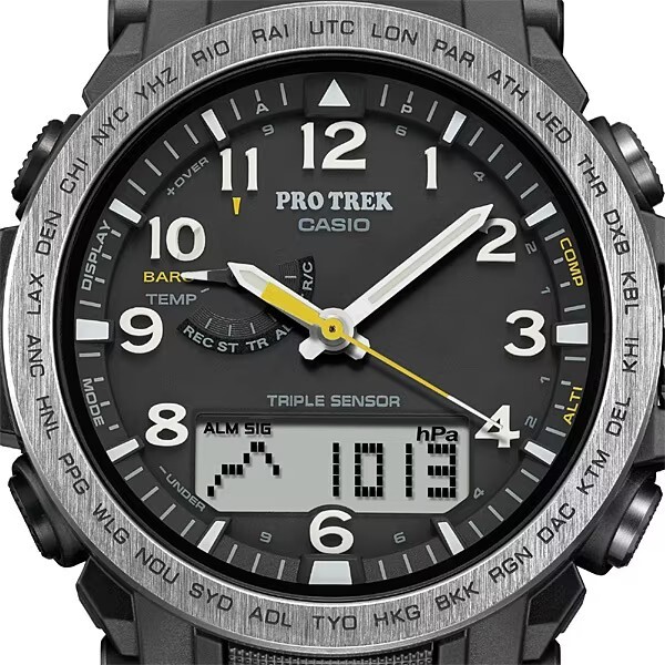 CASIO × PROTREK / CLIMBER LINE/クォーツ腕時計/アナログ/ラバー/BLK/BLK/PRW-51Y NEW】Casio Pro Trek PRW-51Y-1JF Black Climber Line Solar Radio Men