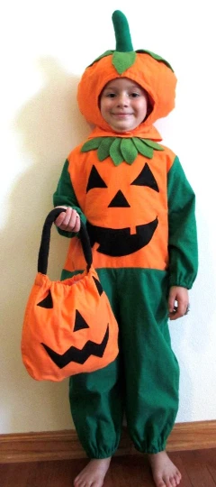 Disfraz de calabaza Jack-O-lantern para niño pequeño niño niña 1-2T y 3-4T Foto 2 de 4