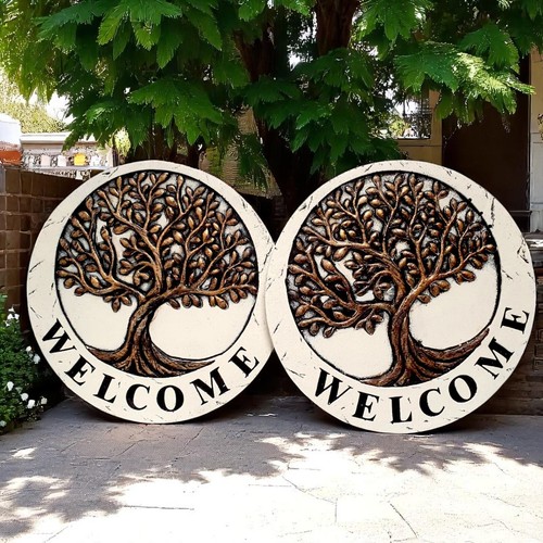 Cemento Árbol de la Vida Escalón Jardín Placa de Bienvenida 25,5 cm Redonda - Imagen 15 de 17