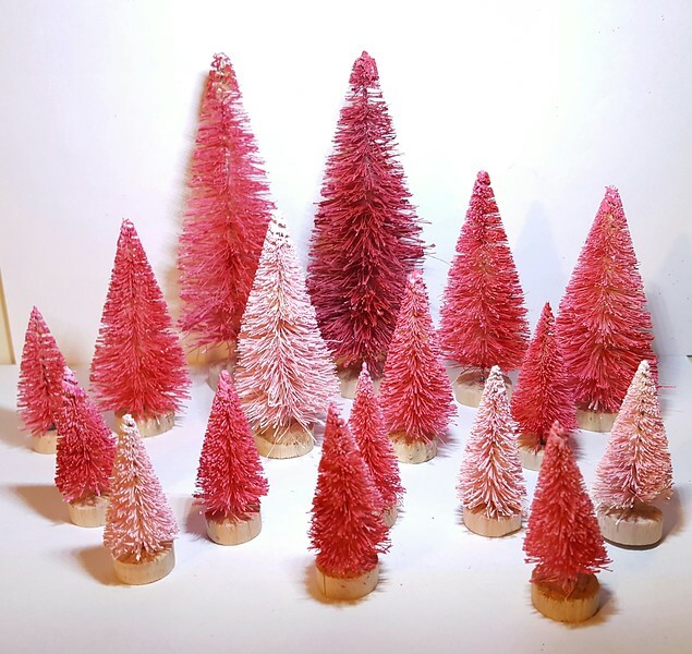 LOT 8 Mini Candy Corn Halloween Bottle Brush Trees – Ombre Orange & Yellow