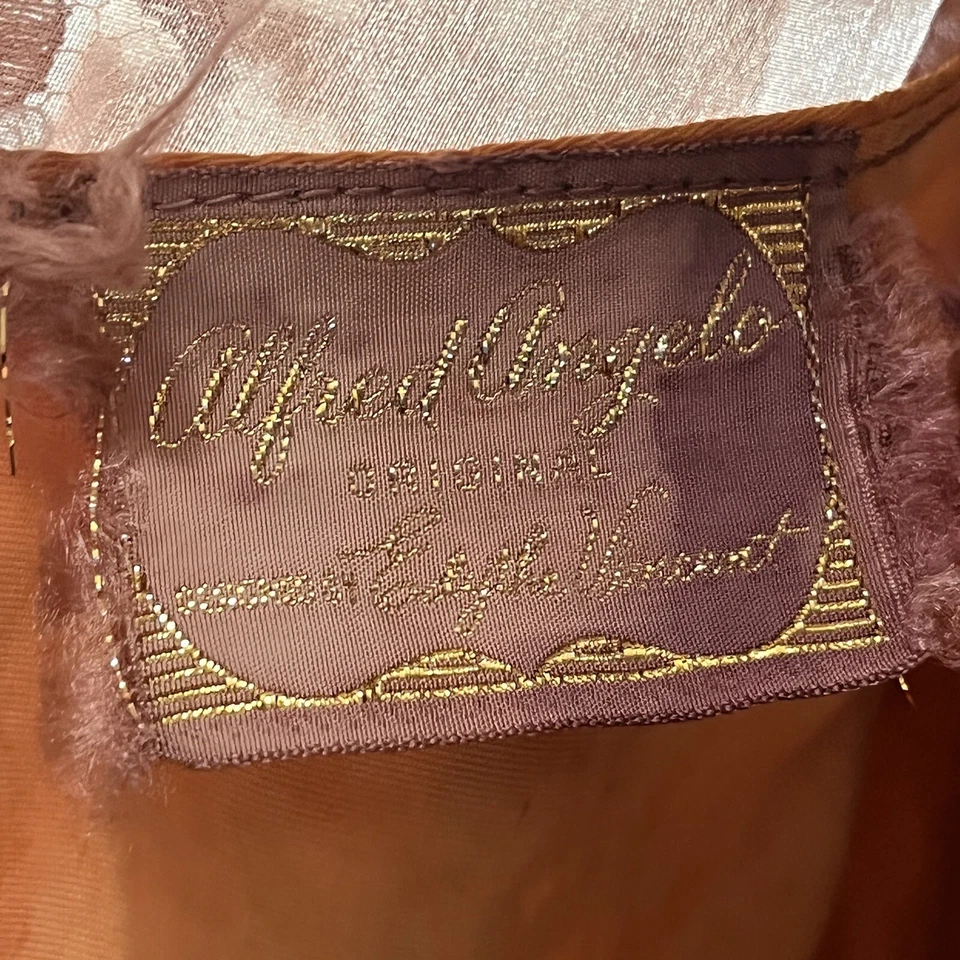 Vestido de encaje de boda vintage de organza rosa Edythe Vincent Alfred Angelo Foto 3 de 4