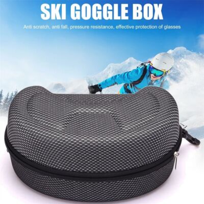 1xEVA Schnee Ski Brillenetui Skibrille Tragetasche Reißverschluss Box Halter schwarz