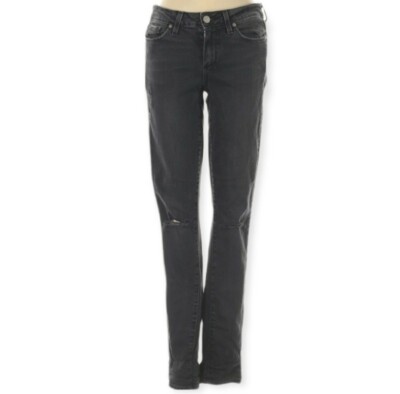Paige Verdugo Ultra Skinny Faded Black Distressed Jeans Size 27 Inch Waist 