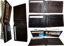 Lot of 6 men  s wallet genuine leather new style 2 bill slot 14 card spaces new