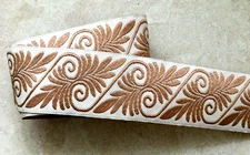 Jacquard Ribbon, 1+1/2 inch Ivory – Beige price per yard