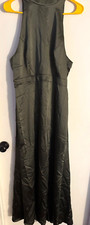 Women "Lovely"dark shiny,oliver green,sleeveless,partial open back gown.Size 16R