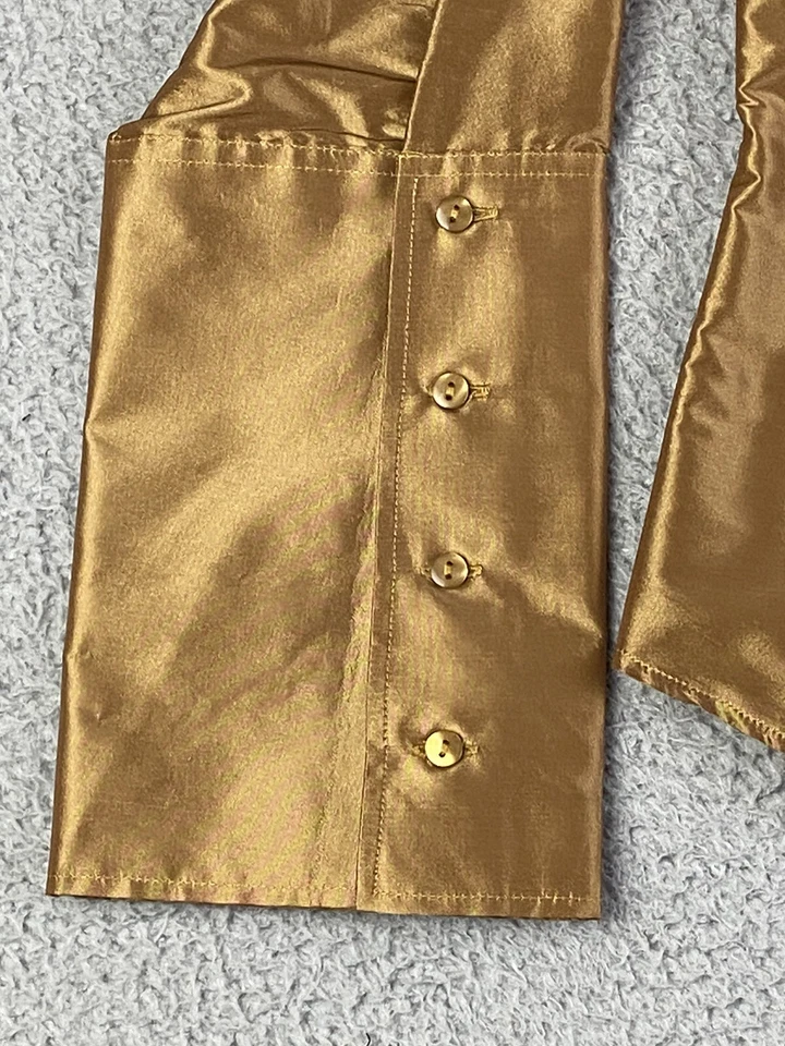 NaraCamicie 意大利设计师金色经典硬缎衬衫尺寸 1 (M) 完好 — 第 3/4 张图片