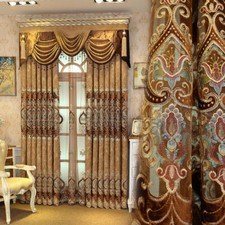 European high-grade living room brown cloth curtain tulle valance drape C1487