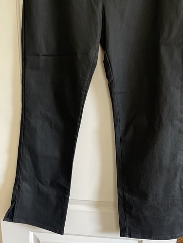 Black Split Hem, Coated,High Rise Flare Jeans, Elasticated Waist - Bnwt-SIZE 20r - Picture 3 of 16