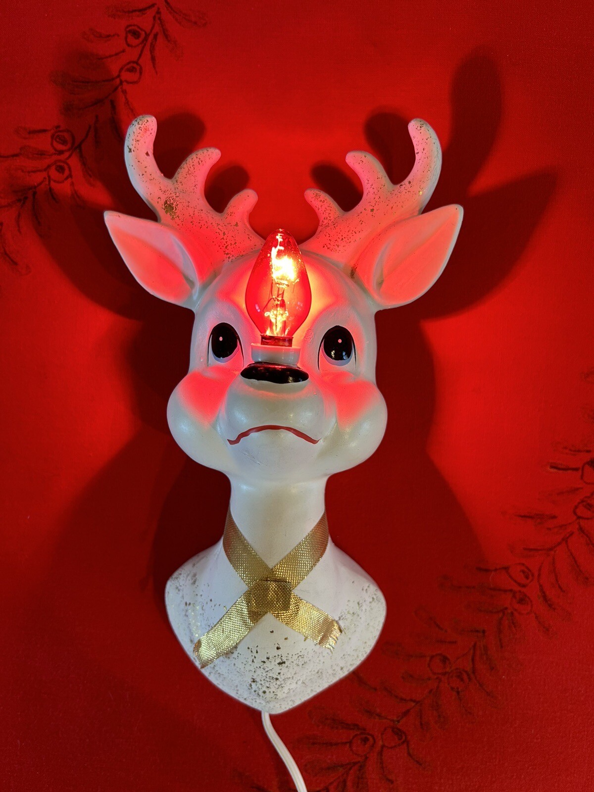 RARE Vintage Christmas Rudolph Reindeer Light up Wall Sconce Display eBay