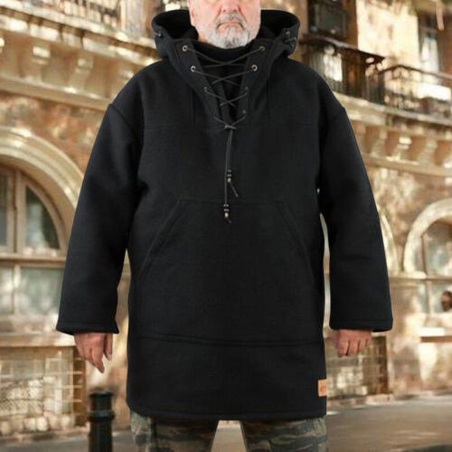 Lässiger lockerer Woll-Hoodie für Herren Oberteil mittellang Sweatshirt Mäntel 5XL - Bild 32 von 54