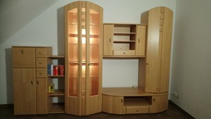 Anbauwand Buche Massiv Vitrine Barschrank Beleuchtung Schrankwand Tv Lowboard Ebay
