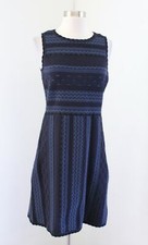 Ann Taylor Navy Blue Textured Stitch Thick Knit Fit and Flare Dress Size S